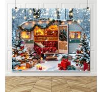 Christmas Camping Car Backdrop 10x8ft RV Christmas Photo Backdrop Winter Snow Forest Xmas Tree Background New Year Party Decorations Family Hoilday Banner