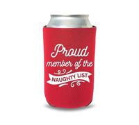 Christmas Can Coolers, Proud Member Of The Naughty List, Christmas Coolies, Christmas Party Favors and Gifts, Beer Hugger (Red)