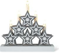 Xmas Haus Natural Festive Wood Led Light Up Christmas Candle Arch With Stars Battery Operated