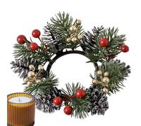 Christmas Candle Garland - Christmas Artificial Red Berry Candle Ring,Eye-Catching Candle Holder Rings for Dinner Table, Mantel, Shelf, Door Handle, Window