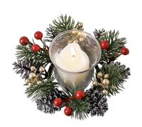 Christmas Candle Garland,Red Berry Wreath Candle Ring - Simple Holder Rings for Shelf, Door Handle, Window, Dinner Table, Mantel