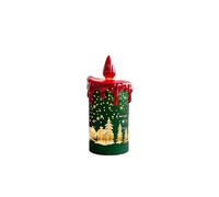 Christmas Candle Glass Night Light. Festive Decoration For Xmas. Appends Warmth And Charm. Handcrafted. Ideal Presents Idea. Brings A Cozy Ambience To Your Home. Set Of 1 Lights (A, 18X7.5cm)