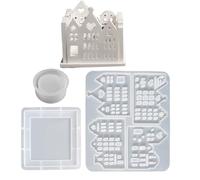 Christmas Candle Holder Casting Mould, Durable Cast Mould, Hollow House Design, Silicone Candle Stand Mould, for DIY Plaster, Resin Chocolate, Beginners, Holidays, Valentine's Day and Christmas