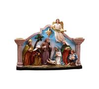 Christmas Candle Holder - Centerpiece Christmas Statue Candlestick | Resin Ornament Statue of the Nativity Scene - Christian Catholic Candle Holder Decoration for Indoor Table Shelf Holiday