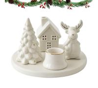 Christmas Candle Holder, Ceramic Christmas Tree Decoration, Winter Snowmen Candle Stand Holder, for Living Room, Kitchen, Office, Fireplace, Bench, Window, Entrance, Party and Wedding