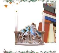 Christmas Candle Holder | Christmas Candlestick Statue Centerpiece - Resin Nativity Statue Ornament Catholic Christian Candle Holder Decor for Fireplace Table Indoor Mantle Holiday
