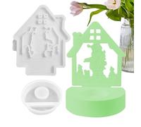 Christmas Candle Holder Mold, Epoxy Resin Casting Mould, Silicone Votive Candle Holder Moulds for Table Centerpiece, House Plaster Molds