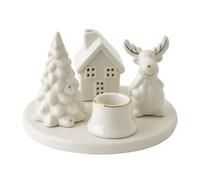 Christmas Candle Holder, Tea Light Holder, Christmas, Table Christmas Decoration, Ceramic Reindeer Candle Holder, for Living Room, Kitchen, Office, Window