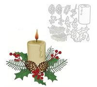 Christmas Candle Metal Die Cuts, Christmas Flower Leaves Candle Frame Cutting Dies Cut Stencils for DIY Photo Decorative Embossing Paper Dies for Scrapbooking Card Making
