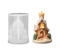 Christmas Candle Mold 3D Snow Village DIY Plaster Moulds