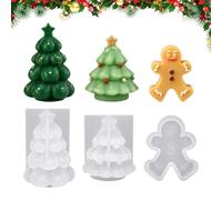 Christmas Candle Molds - 3 Pack Gingerbread Man Silicone Mold | DIY Tr