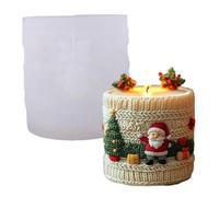 Christmas Candle Molds 3D Knit Santa Cylinder Christmas Molds Silicone for DIY Wax Candle Soaps Art Craft Cake Chocolate Home