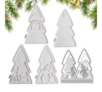 Christmas Candle Molds,4-Piece Reusable Silicone,Christmas Tree Resin Casting Mold - for Epoxy Resin Plaster Clay Concrete Home Decor Women Adults Beginner