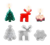 Christmas Candle Moulds,3Pcs Christmas Tree Deer Snowflake Candle Moulds for Candle Making,Aromatherapy Soap Fondant Making Molds for Xmas Party Home Decor Crafts DIY