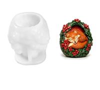 Christmas Candle Moulds, Cute Animals Christmas Silicone Moulds，Fox | Christmas-Themed Candle Making Moulds, Silicone Christmas Moulds, Silicone Moulds for Candles Resin Crafting Plaster Soap