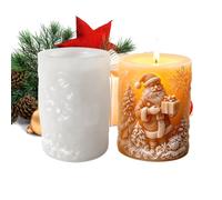 Christmas Candle Moulds Cylinder Shaped Embossed Santa Claus and | Silicone Festival Candle Molds For Soap Epoxy Resin Plaster Ornament Bakery