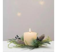 Christmas Candle Ring, Artifical Fircone & Blue Berry Wreath, Christmas Table Centre Piece, Xmas Candle Holder for Pillar Candles, Blueberry & Pinecone Candle Ring Wreath