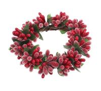 Christmas Candle Ring with Red Berry Plastic Wreath Decor