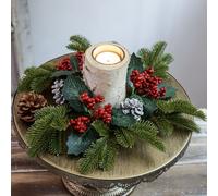 Christmas Candle Ring Wreath 30 cm Green