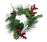 Christmas Candle Ring Wreath for Pillar, Green Pvc Silk