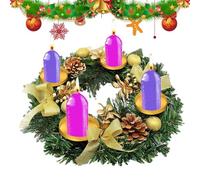 Christmas Candle Rings - Artificial Advent Wreath Candle Holder For Centerpieces & Festive Décor | Exquisite Holiday Decoration For Christmas & Advent CelebrationsChristmas Candle Rings - Artificial A
