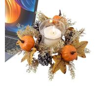 Christmas Candle Rings - Autumn Wreath | Candle Wreath Ring | Candle Ring with Thanksgiving Artificial Garland Decoration | Sturdy Construction Decorative Tool