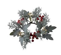 Christmas Candle Rings for Pillars - Christmas Candle Wreath Rings | Rustic 9" Large Artificial Garland Candle Holder, Christmas Artificial Berries, Green Leaves, Cabinet Wreaths