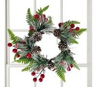 Christmas Candle Rings - Pillars Artificial Holiday Wreath Candle Holder Decor | Festive Greenery Accents with Berries, Pinecones Perfect for Dining Table, Mantel, Fireplace or Home Decoration