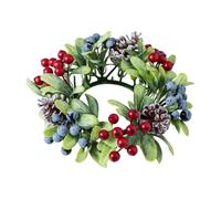 Christmas Candle Rings Wreath,Party Table Centerpieces - Artificial Berries Candle Rings,for Kitchen Window Door Dinner Desktop Fireplace Party Wedding