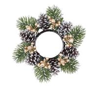 Christmas Candle Wreaths - 20x20cm Artificial Candle Ring | ABS Holiday Table Centerpiece | Festive Mini Decoration With Red Berries For Dining Room, Fireplace, Cabinet, Wedding, Party