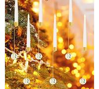 Christmas Candles Battery Operated Tree,18 Pcs Christmas Tree Candle with Crystal Balls, Christmas Tree Led Candles for Home, Party Decor With Crystal Ball Hooks (12 Pcs,Crystal Ball)