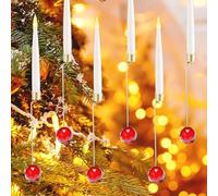 Christmas Candles Battery Operated Tree,18 Pcs Christmas Tree Candle with Crystal Balls, Christmas Tree Led Candles for Home, Party Decor with Crystal Ball Hooks (12 Pcs,Red Ball)
