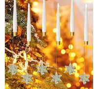 Christmas Candles Battery Operated Tree,18 Pcs Christmas Tree Candle with Crystal Balls, Christmas Tree Led Candles for Home, Party Decor With Crystal Ball Hooks (6 Pcs,Snowflake)