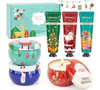 Christmas Candles Gift for Women,Hand Ceam Set,3 Pack Aromatherapy Candles for Home Scented,Travel Size Bulk Hand Lotion for Dry Cracked Hands, Appreciation Gift for Christmas Home Decor