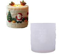Christmas Candles Silicone Molds, Christmas Tree Santa Cylindrical Silicone Soap Molds, for Wax Candles Soap Epoxy Resin Casting Mold