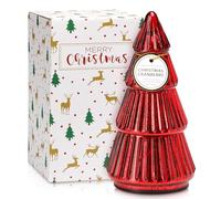 Christmas Candles Tree Shaped Scented Candle Gift, 8oz Cranberry Fragrance, Decoration Candles, Winter Holiday Mercury Decorative Glass Tree Candle, Decor for Home