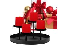 Christmas Candlestick Holders | 4-Slot Round Tray - Christmas Advent Decorative Candle Holders | for Home Decor Holiday Indoor Outdoor Wedding Birthday Hotel Restaurant Dining Table