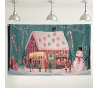 Christmas Candy Backdrop, Cute Winter Wonderland Decorations, Festive Holiday Photography Background for Parties and Events 71x43 Inch