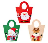 Christmas Candy Bags,3-Piece Christmas Felt Gift Bags,Reusable Festive Themed - Birthday Parties School