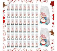 Christmas Candy Bags - 50pcs Homemade Happy Christmas Style, Goodie Wraps, Candy Cookie Treat Bags, Kids Goody Bag With Santa Snowman Pattern For Holiday Winter Party Supplies