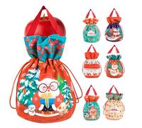 Christmas Candy Bags | 7 Pieces Christmas Storage Bags with Drawstring | Bag for Cookies, Candy and Christmas Treats, for Family Friends Neighbors Colleagues Kids