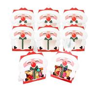 Christmas Candy Bags - 8 Pieces Reusable Santa Snack Containers | Christmas Cookies Baking Box with Window - For Family Friends Neighbors Colleagues Children