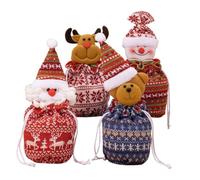 Christmas Candy Bags - Bags with Lanyard Snowman Bear Reindeer - Bags for Wrapping for Christmas Holidays | Neighbors Family Friends Children Colleagues