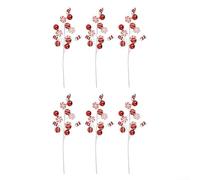 Christmas Candy Bar and Ball Picks Set of 6 Decorative for Red and White Picks for Repeated Use Iron Plastic Fabric 22 Inch Long for Tree Mantels