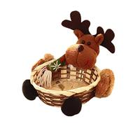 Christmas Candy Basket Christmas Bamboo Basket Elk Candy Basket Storage Holder Home Decoration Embellishments Art Crafts