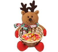 Christmas Candy Basket Cute Cartoon Vibrant Decorative Christmas Basket for Sugar Cookie Gift Christmas Decorations for Party Tabletop Living Room, Reindeer, Christmas Baskets Empty, Christmas Baske