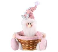 Christmas candy basket, glossy candy basket, fruit basket, serving bowl, rattan woven basket, holiday decorations, sitting pink, stuffed doll, fruit basket for living room