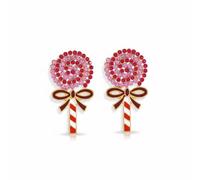 Christmas Candy Bow Earrings for Women, Rhinestone Gift Ball Dangle Earrings, Festive Holiday Jewelry with Crystal Accents, Cute Fashion Accessories, adjustable, Alloy Steel, No Gemstone