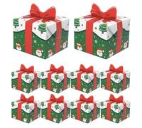 Christmas Candy Boxes, Foldable Container with Red Bow, Small Candy Boxes for Christmas, for Chocolate Biscuits, Cupcakes, Brownies, Snacks, Baked Goods, Biscuits, Food,