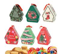 Christmas Candy Boxes, House Shape with Lid for Food Storage, Empty Tin Box Santa Claus for Sweets - for Students Girls Girls Family Gingerbread Chocolates Fudge Noi